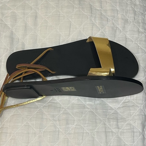 J.Crew new Carsen made in Italy lace up sandals in metallic leather - Picture 4 of 7